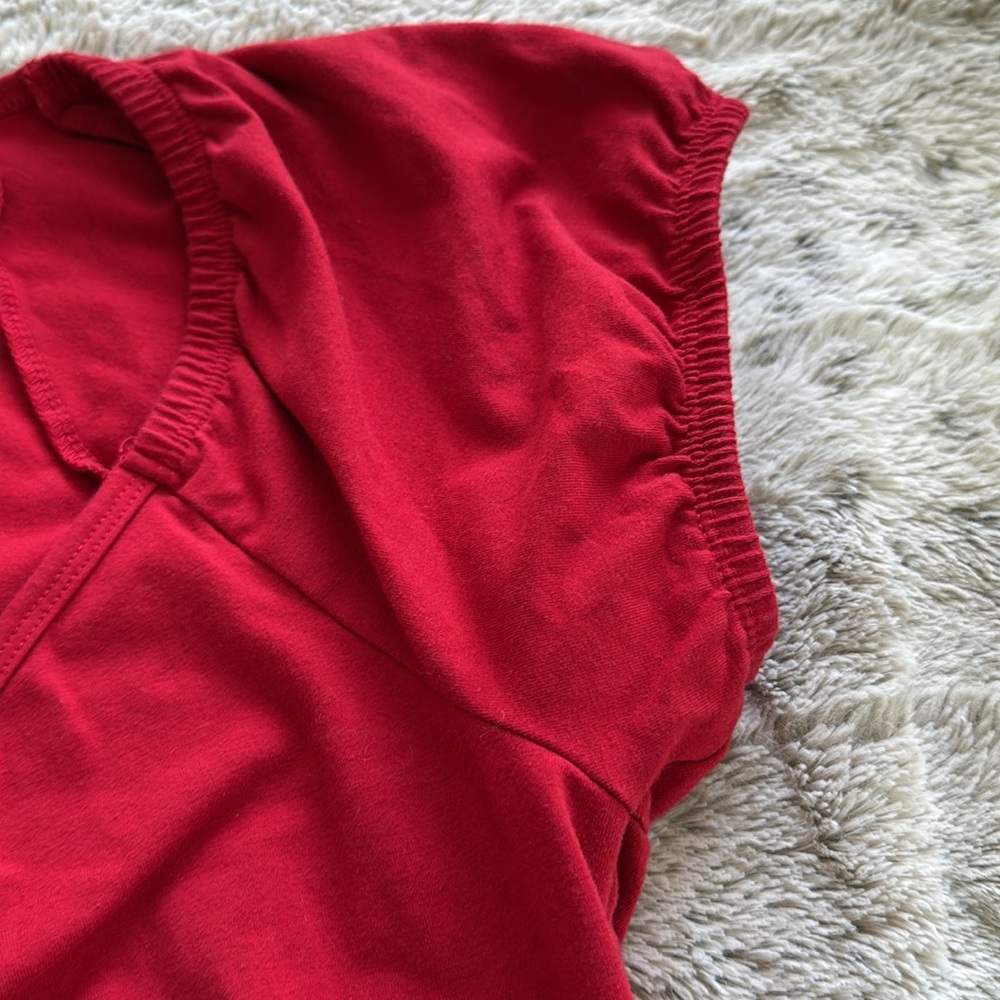 Retro Chic Torrid Ruby Red Blouse With Front Knot… - image 4